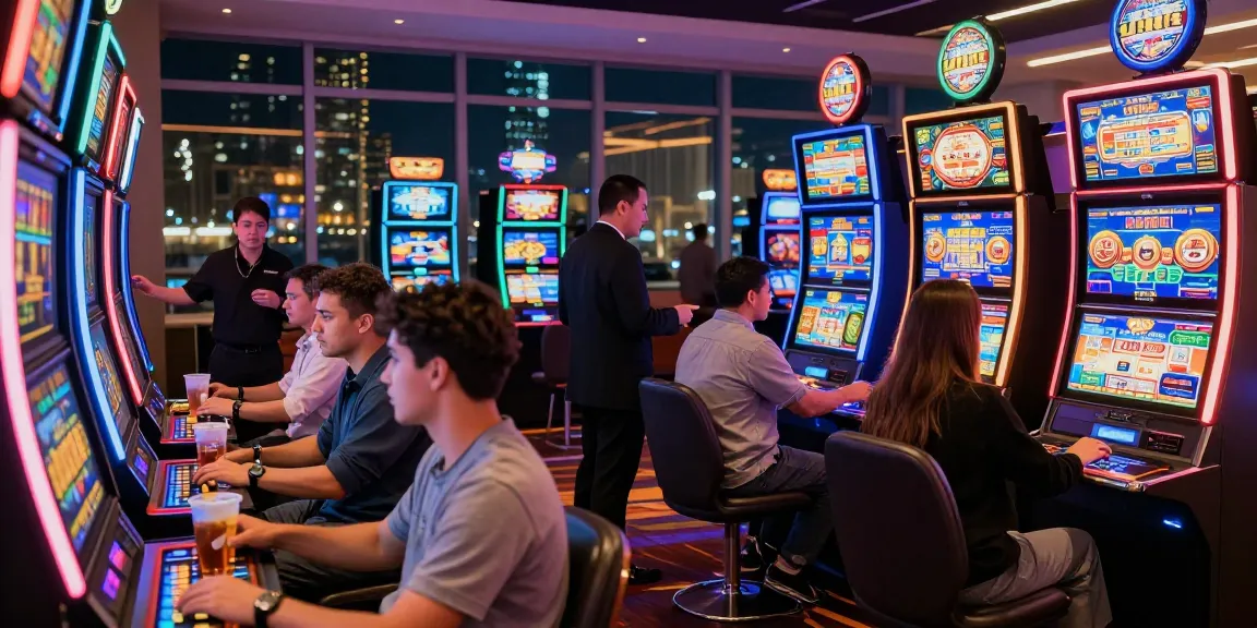 Pengalaman bermain slot gacor di kasino modern dengan mesin slot yang penuh warna dan cahaya.
