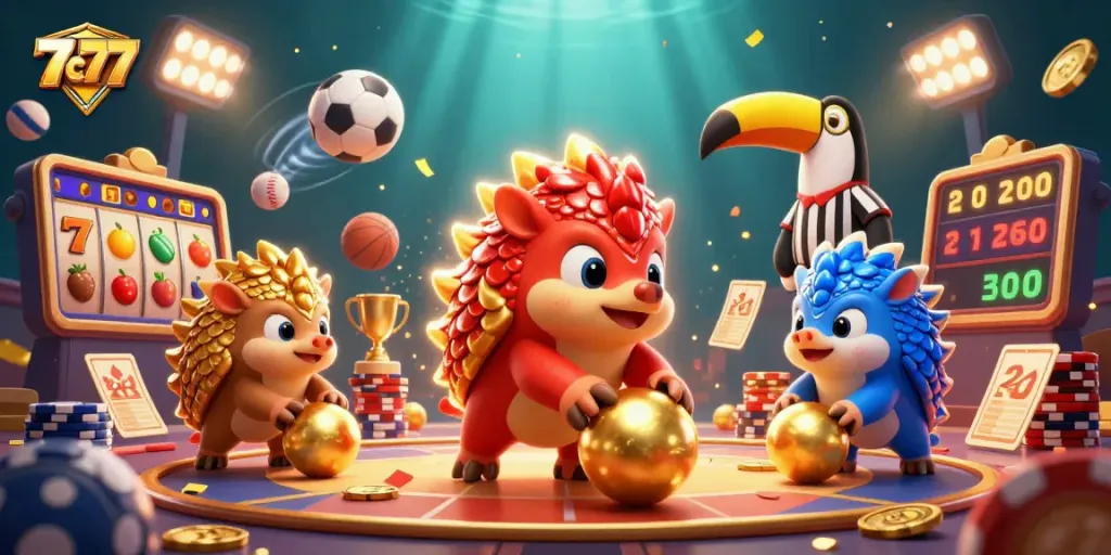 Engage with the 7c777 casino experience as playful pangolins compete in a game of chance.