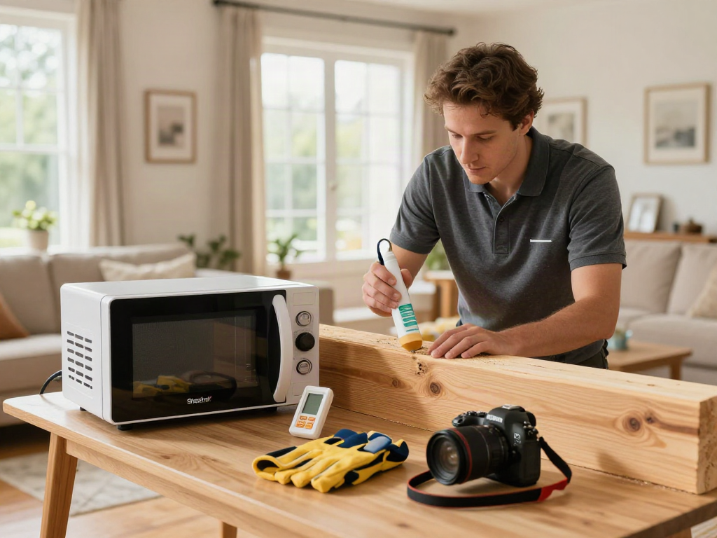 Traitement de bois avec Shashel® pour éliminer les insectes nuisibles dans un salon lumineux.